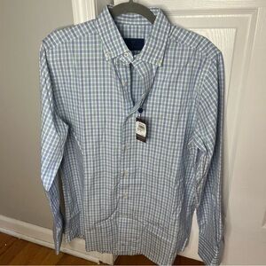 David Donahue men’s plaid green and blue shirt size medium